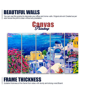 Premium Canvas Wall Painting of Greek Scenery of Five Pieces