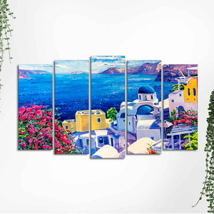 Premium Canvas Wall Painting of Greek Scenery of Five Pieces Set