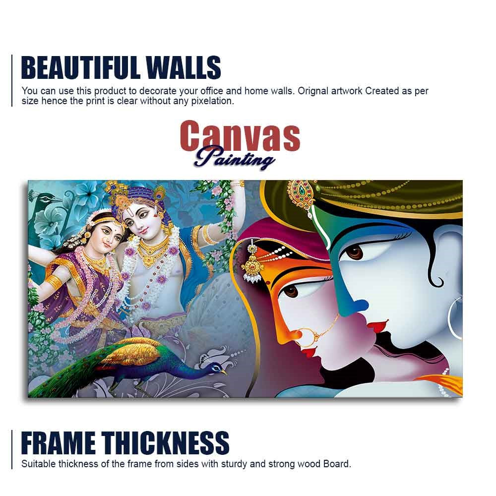 Premium Canvas Wall Painting of Indian God Radha Krishna