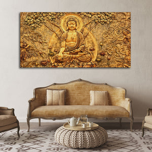 Premium Canvas Wall Painting of Lord Buddha Sculpture