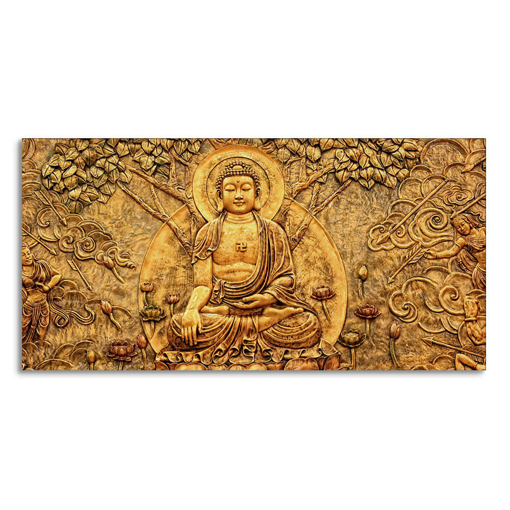 Premium Canvas Wall Painting of Lord Buddha Sculpture