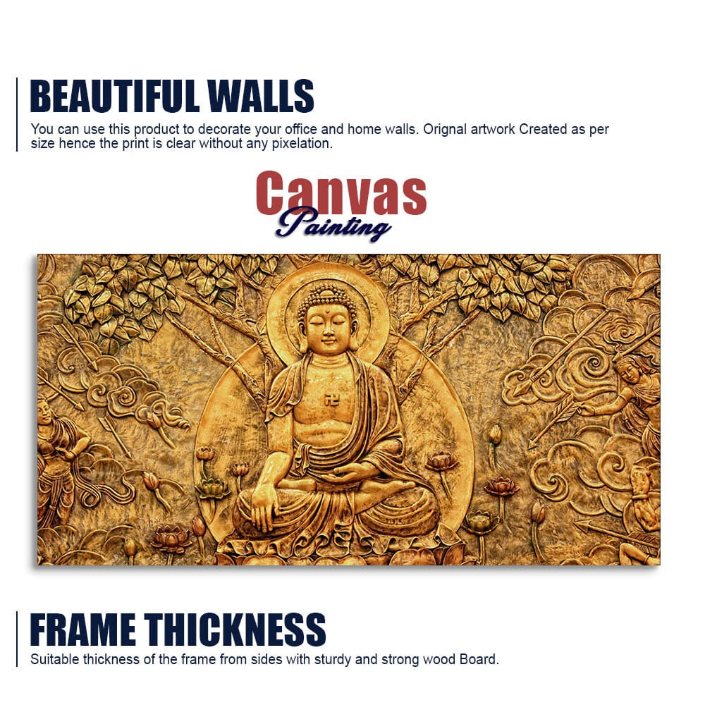 Premium Canvas Wall Painting of Lord Buddha Sculpture