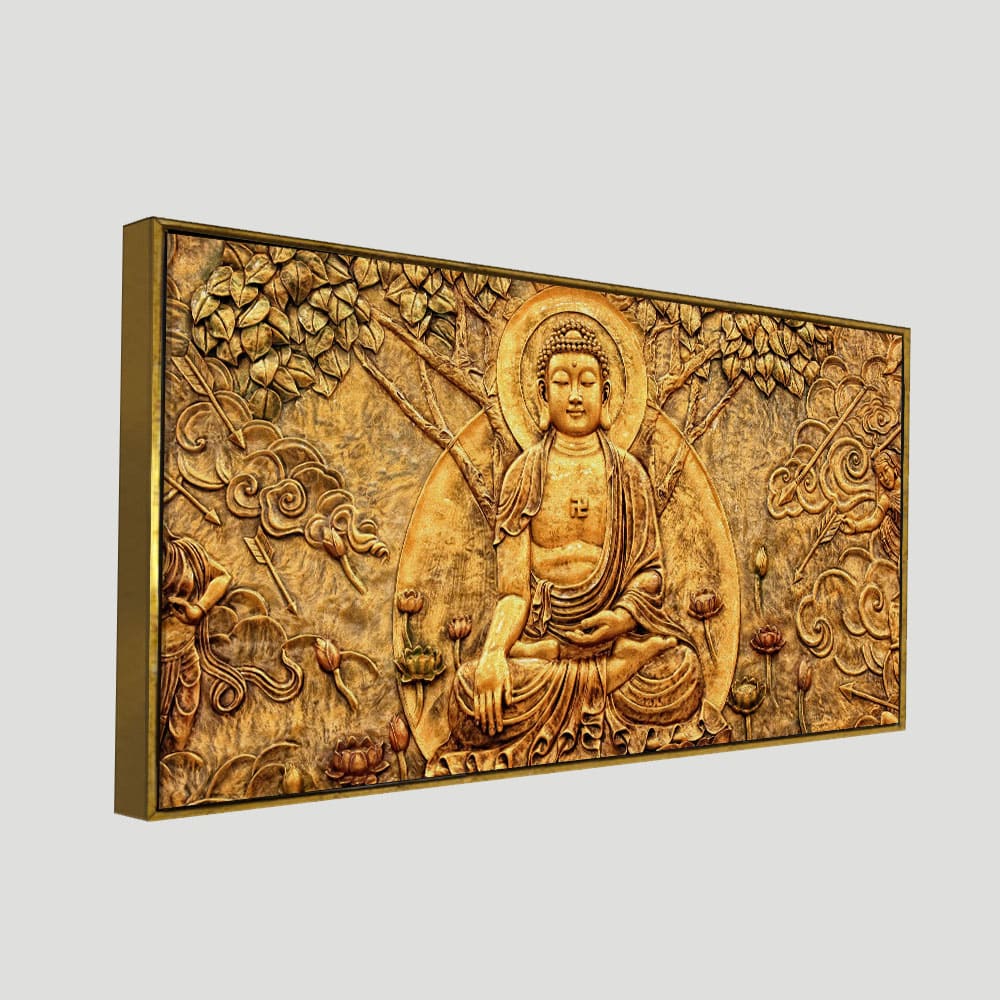 Premium Canvas Wall Painting of Lord Buddha Sculpture