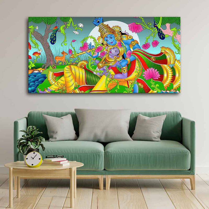Premium Canvas Wall Painting of Lord Radha and Krishna