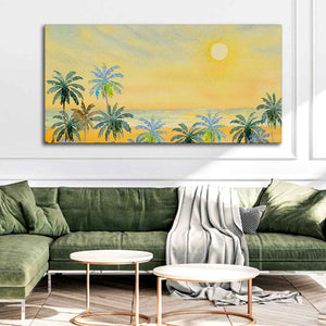 Premium Canvas Wall Painting of Palm Trees on Beach