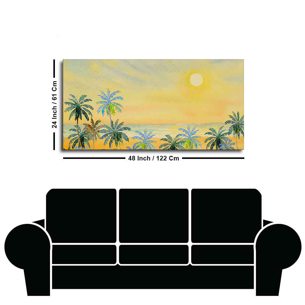 Premium Canvas Wall Painting of Palm Trees on Beach