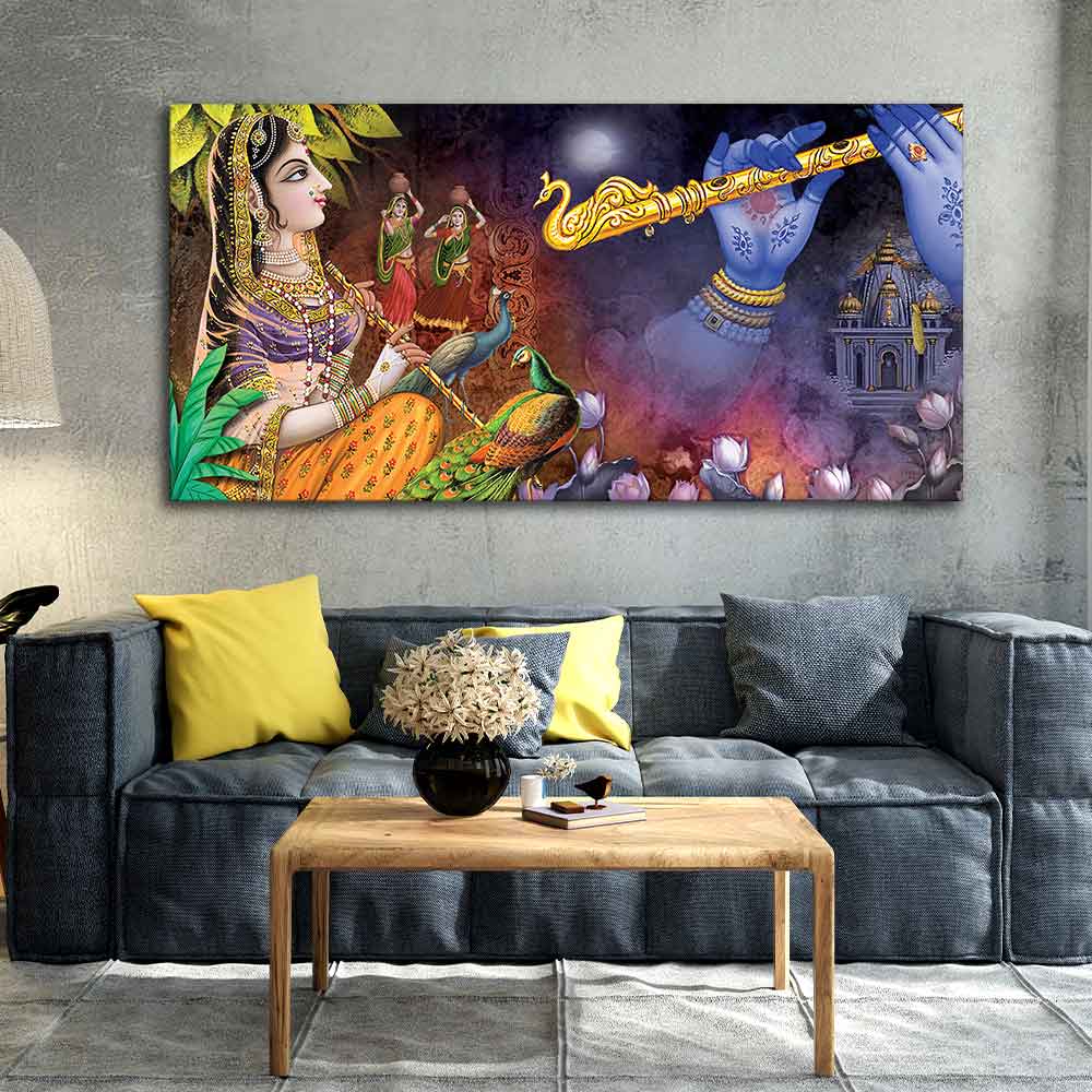 Premium Canvas Wall Painting of Radha Thinking About Shri Krishna