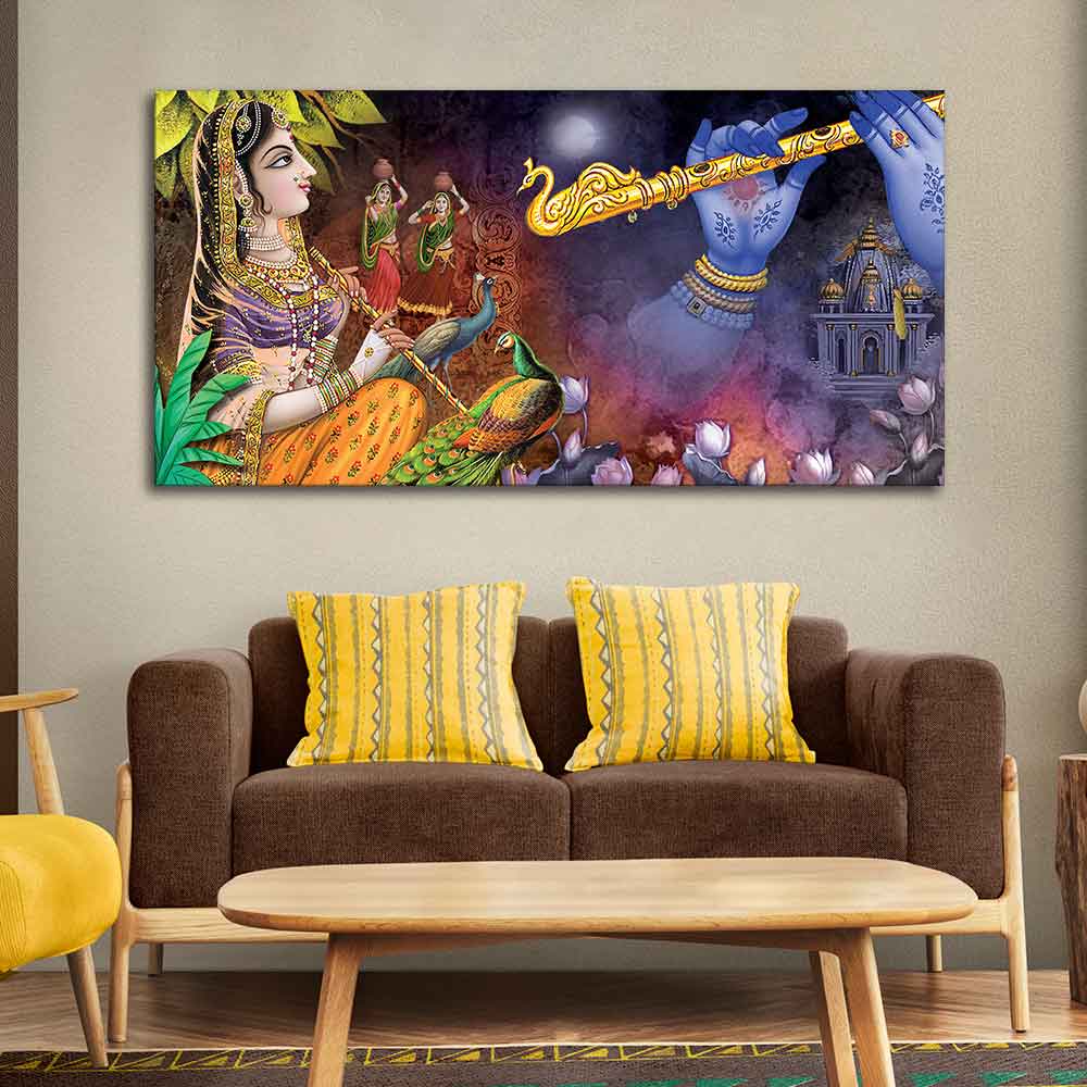 Premium Canvas Wall Painting of Radha Thinking About Shri Krishna