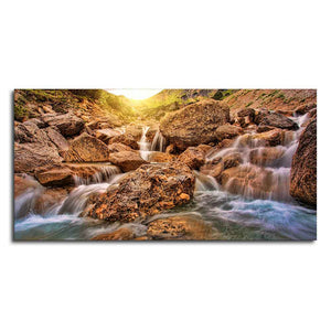 Premium Canvas Wall Painting of Waterfall at Sunrise