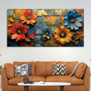 Premium Colorful Blooming Flowers Abstract Canvas Wall Painting