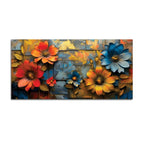 Premium Colorful Blooming Flowers Abstract Canvas Wall Painting