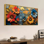 Premium Colorful Blooming Flowers Abstract Canvas Wall Painting