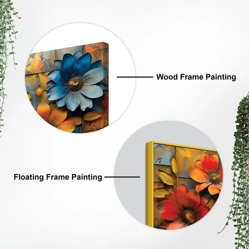Premium Colorful Blooming Flowers Abstract Canvas Wall Painting
