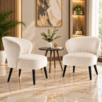 Premium Cream Shell Back Lounge Chair with Black Tapered Legs