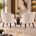 Premium Cream Shell Back Lounge Chair with Black Tapered Legs