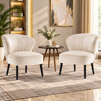 Premium Cream Shell Back Lounge Chair with Black Tapered Legs
