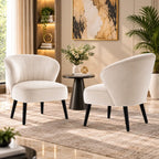 Premium Cream Shell Back Lounge Chair with Black Tapered Legs