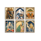Premium Cultural Royal Artwork Wall Frame Set of Six for Living Room Decoration