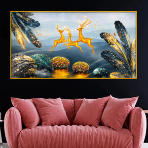Premium Deer Crystal Glass Painting for Living Room Décor