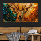 Premium Deer Floating Frame Crystal Wall Décor Painting