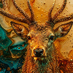 Premium Deer Floating Frame Crystal Wall Décor Painting