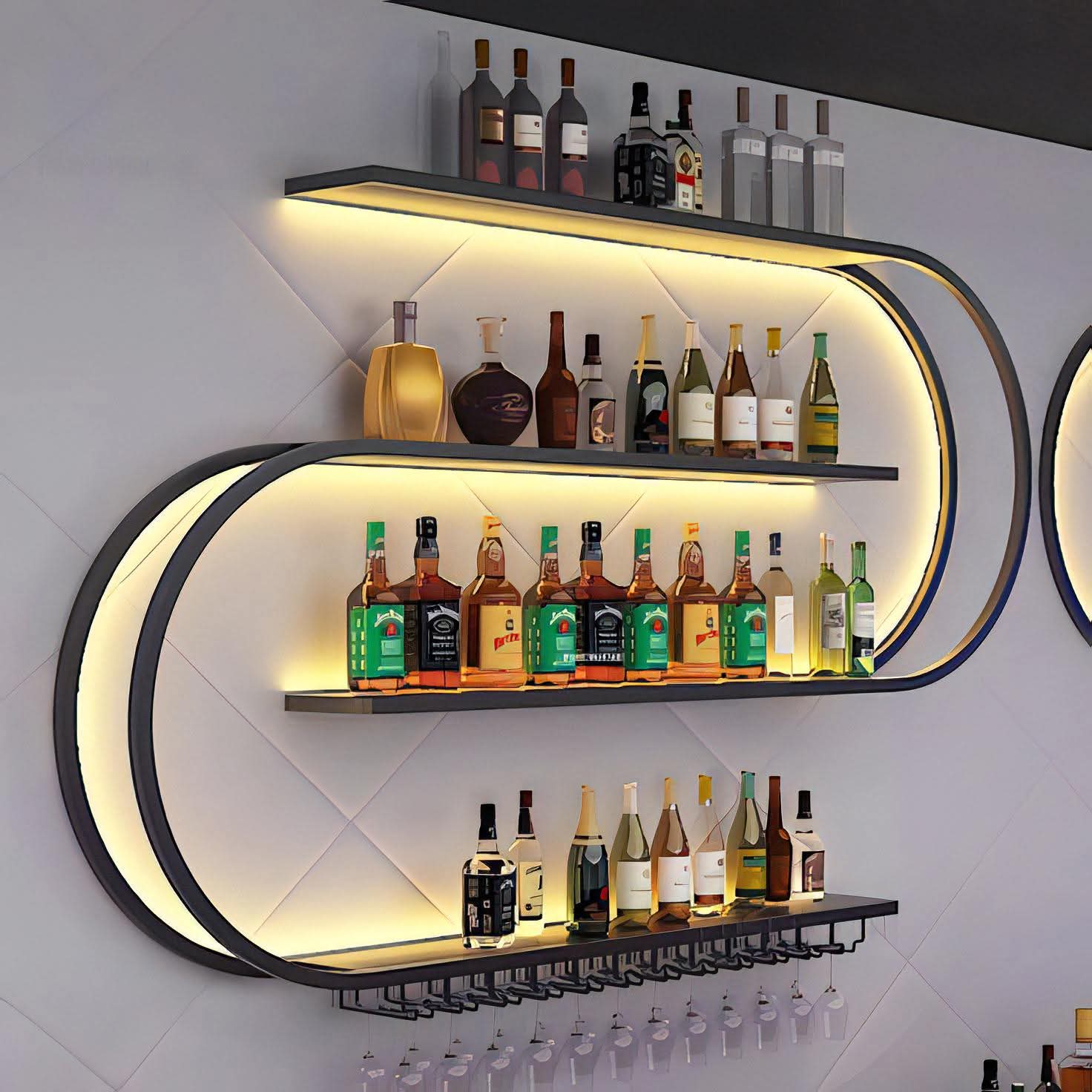 Premium Designer Bar Wall Shelf with LED Light