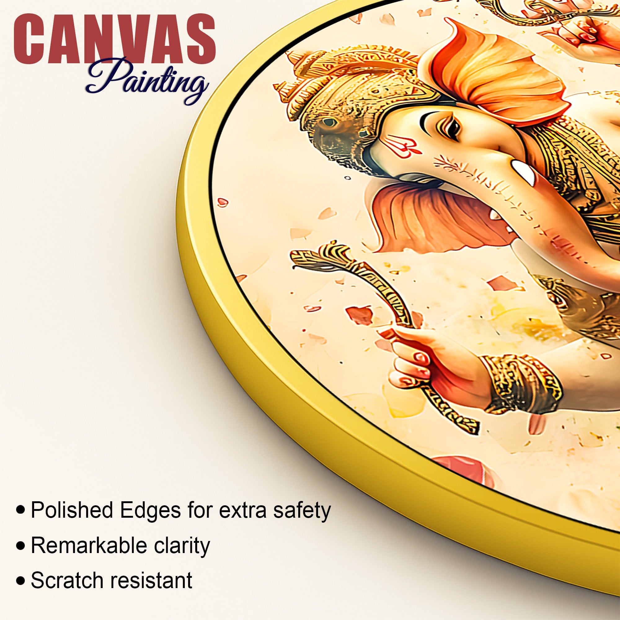 Premium Divine Ganesha Round Wall Art Painting