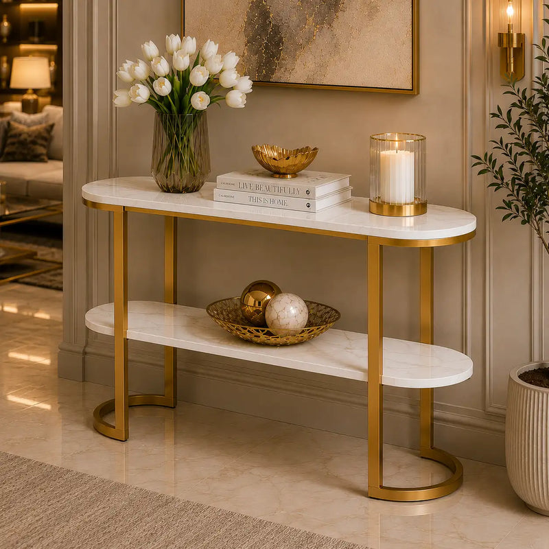 Premium Entryway Console Table with Marble Top
