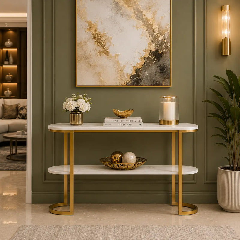 Premium Entryway Console Table with Marble Top