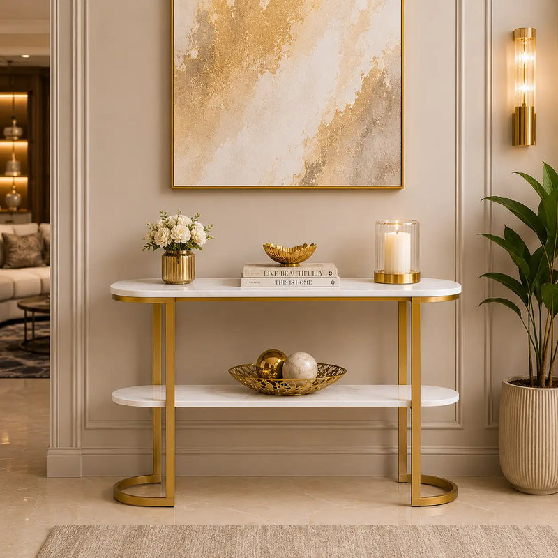 Premium Entryway Console Table with Marble Top