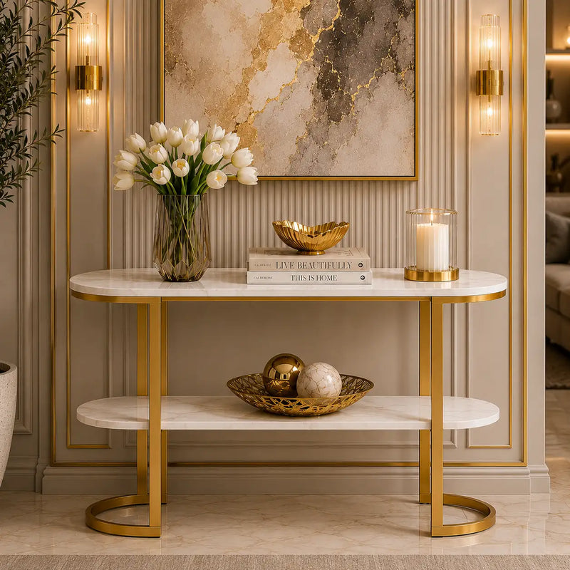 Premium Entryway Console Table with Marble Top