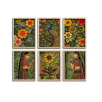 Premium Ethnic Floral Decorative Wall Frame Set of Six for Living Room