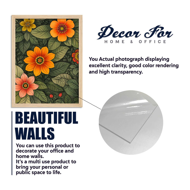 Premium Ethnic Floral Decorative Wall Frame Set of Six for Living Room