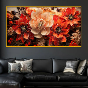 Premium Floral Crystal Glass Painting for Home Décor