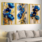 Premium Floral Triptych Artwork Acrylic Floating Frame Wall Painting Set of 3