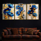 Premium Floral Triptych Artwork Acrylic Floating Frame Wall Painting Set of 3