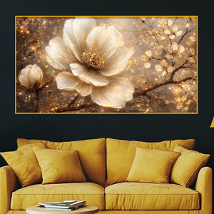 Premium Flower Crystal Glass Décor Wall Painting