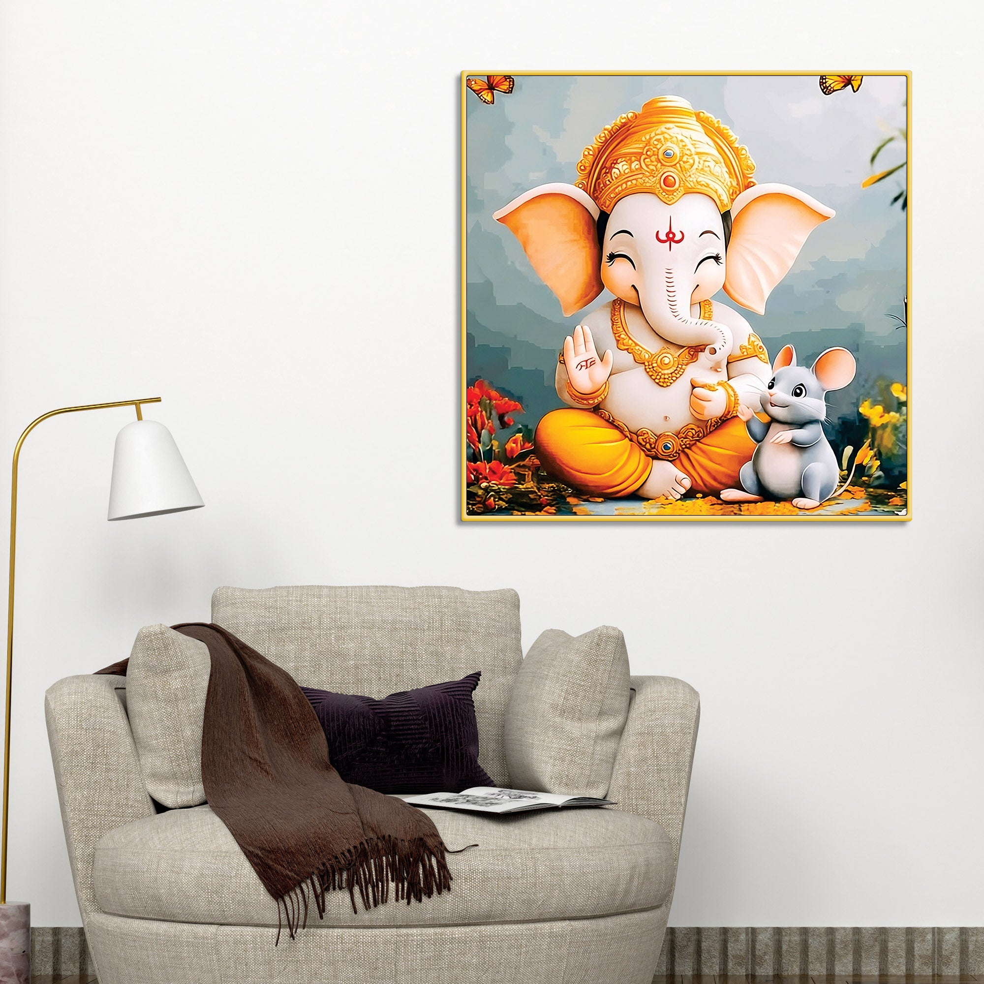 Premium Ganpati Bappa Wall Art Painting for Bedroom & Living Room
