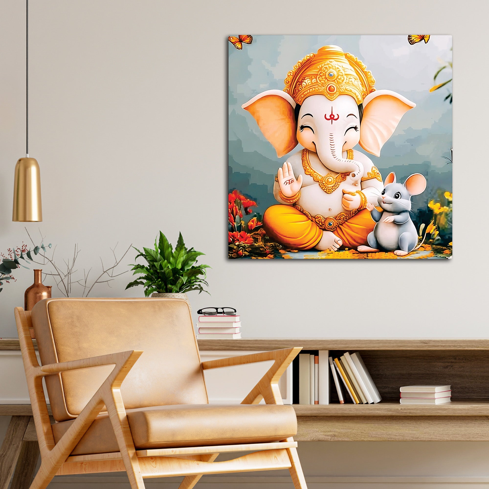 Premium Ganpati Bappa Wall Art Painting for Bedroom & Living Room