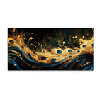 Premium Gold Blue Peacock Feather Abstract Canvas Wall Painting