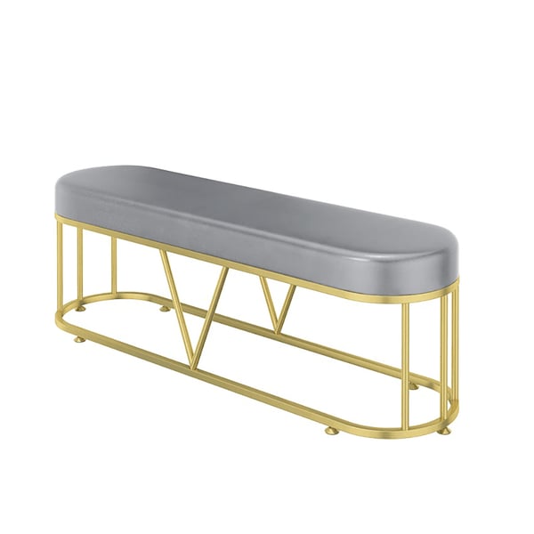 Premium Gold Frame Bench with Soft Grey Upholstery