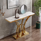 Premium Gold Frame Console Table Marble Finish for Home Decor