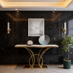 Premium Gold Frame Console Table Marble Finish for Home Decor