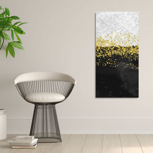 Premium Gold Glitter Particles on Black and White Background Canvas and Wall Painting