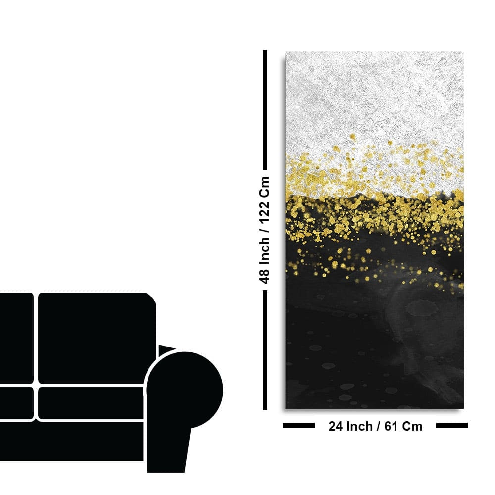 Premium Gold Glitter Particles on Black and White Background Canvas and Wall Painting