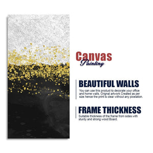 Premium Gold Glitter Particles on Black and White Background Canvas and Wall Painting