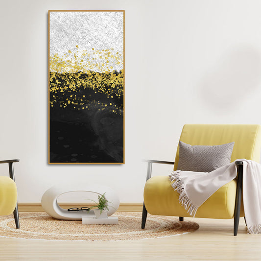 Premium Gold Glitter Particles on Black and White Background Canvas and Wall Painting