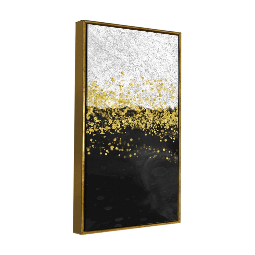 Premium Gold Glitter Particles on Black and White Background Canvas and Wall Painting