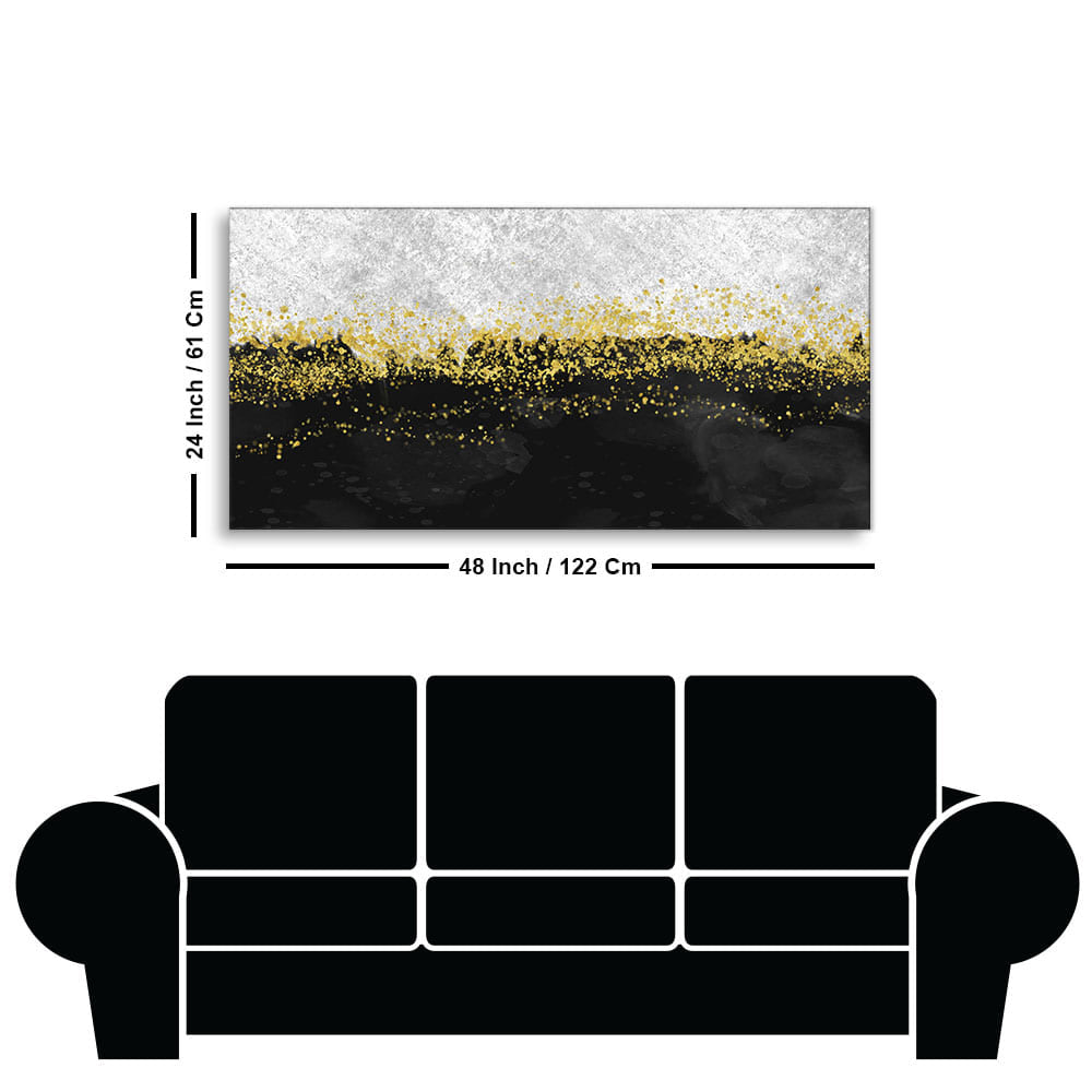 Premium Gold Glitter Particles on Black Background Canvas and Wall Painting