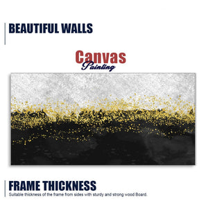 Premium Gold Glitter Particles on Black Background Canvas and Wall Painting